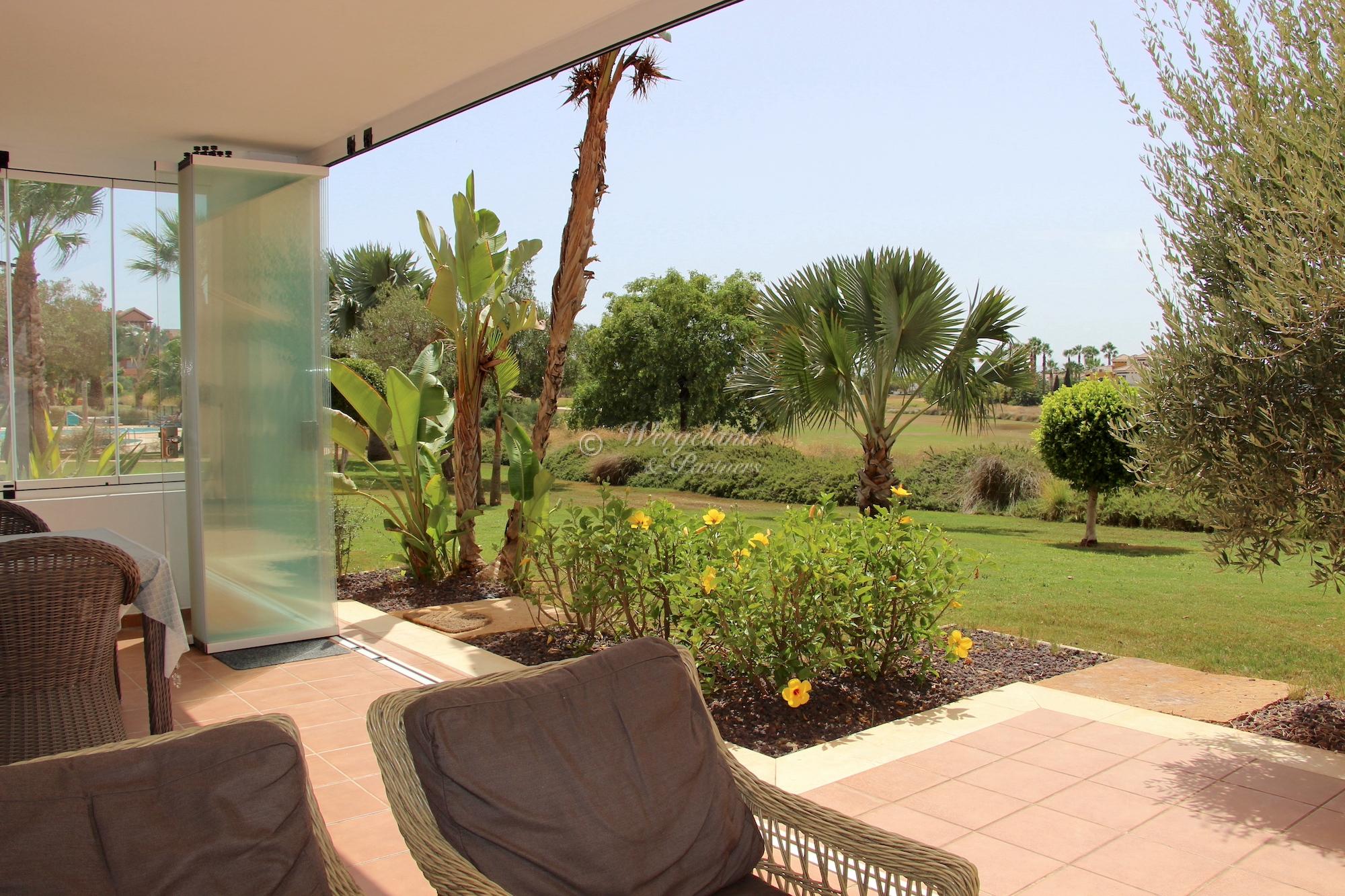 2 bed/2 bath furnished south-facing 1.line golf apartment, ground floor with glazed terrace [12601]