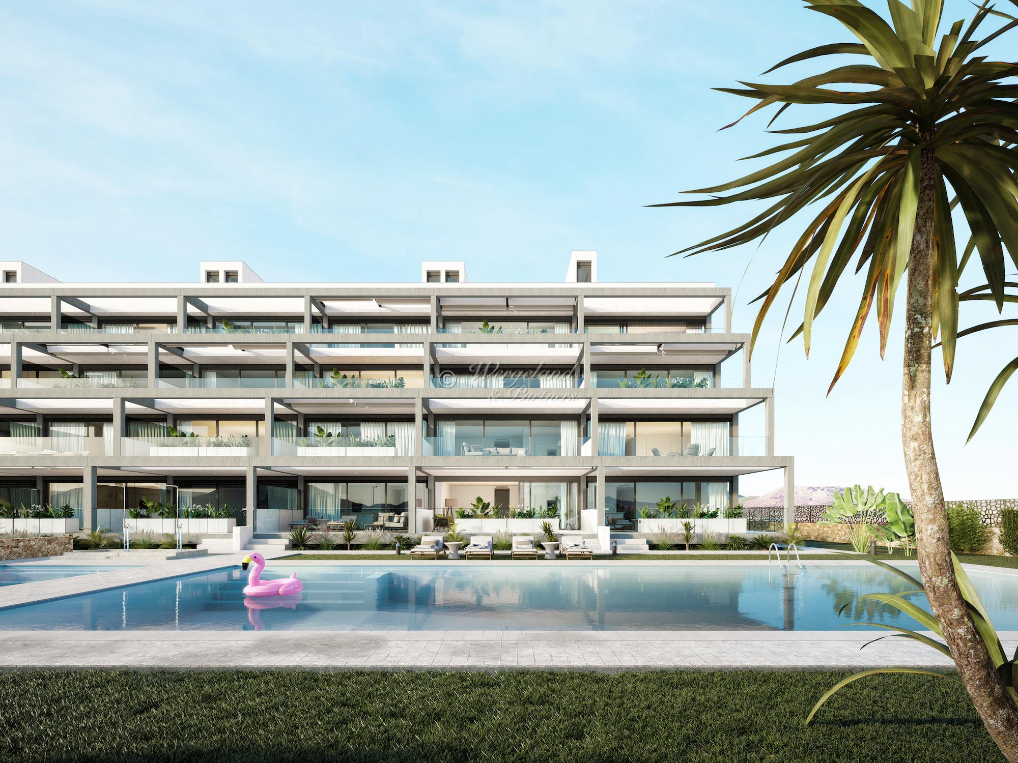 3 bed modern corner apartment by the sea! Shared pool, private garage space and storage [AT41A]