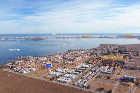 dronebilde mar de cristal villas mot mar Menor